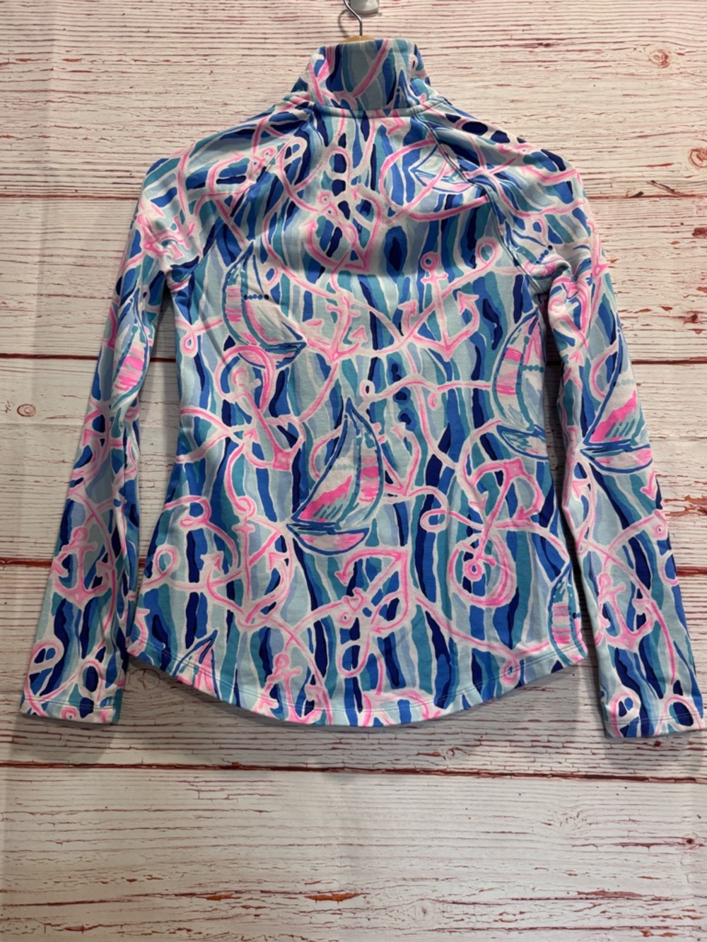 Lilly Pulitzer UPF 50+ Skipper Popover Top in Skim Blue Reel Nauti Sz XXS - Picture 11 of 11